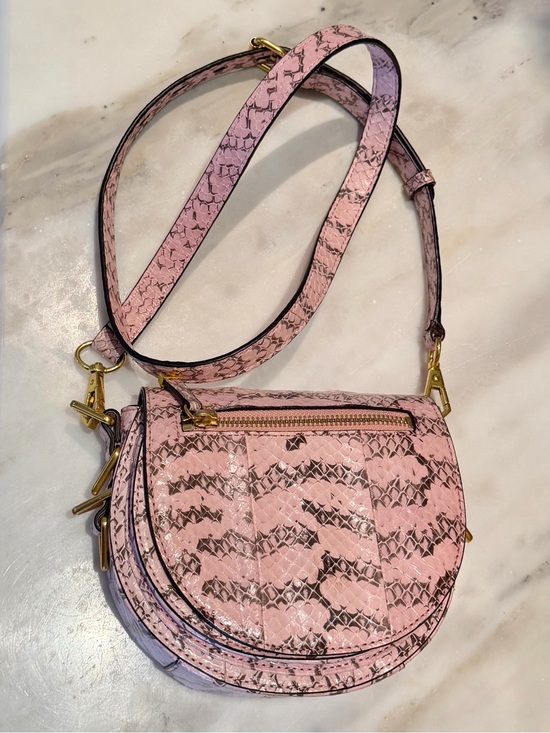 Rebecca Minkoff Handbags - Rebecca Minkoff Pink & Griege Snake-Embossed Crossbody Bag with Gold Hardware